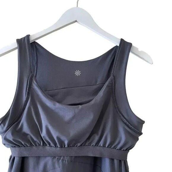 Athleta Women s Tank Dress Wicking  Charcoal Draped Thick Fabric  SZ L #1625 - Picture 8 of 15